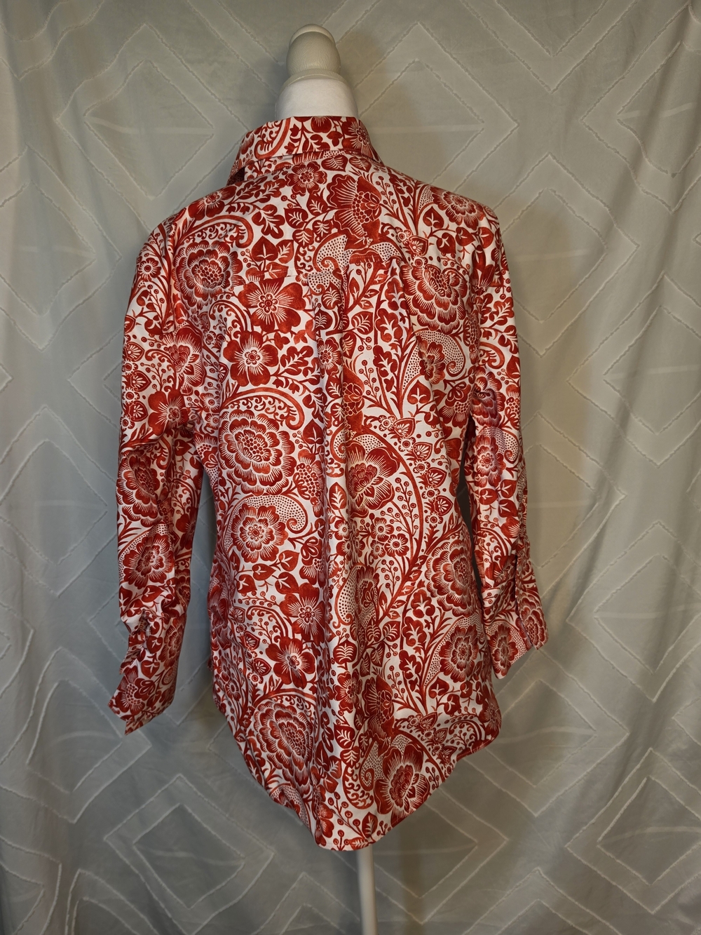 Chico's Red and White Floral Button-Down Top - Picture 2 of 4